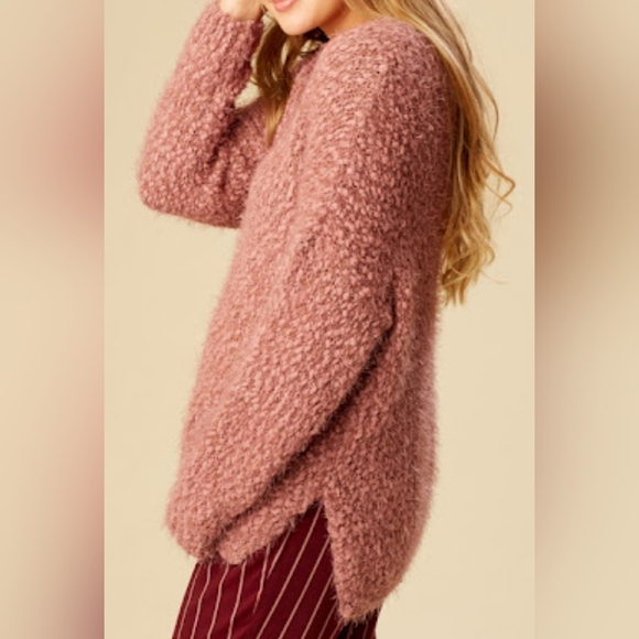 Altar'd State Mauve Pull-over V-neck Sweater, Size M/L - Picture 3 of 8